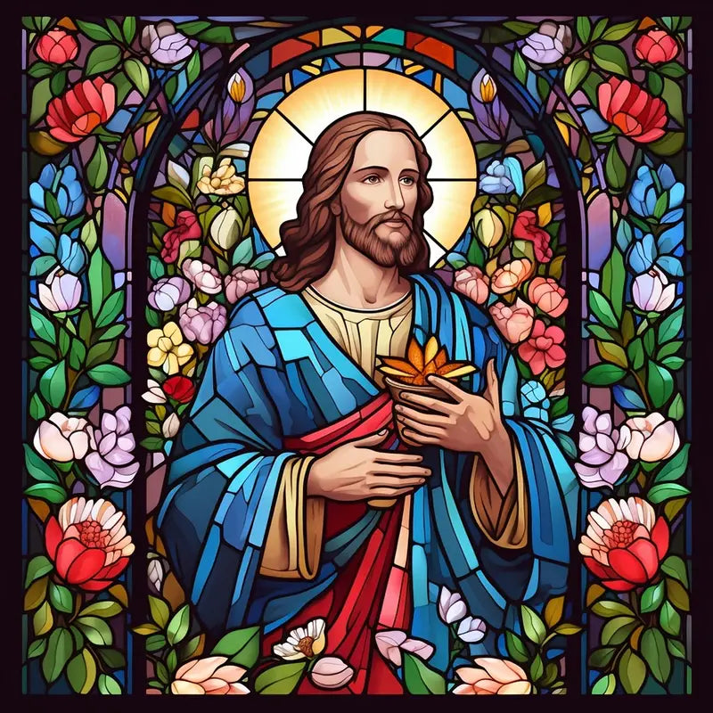 Vitral Jesús 40x40cm