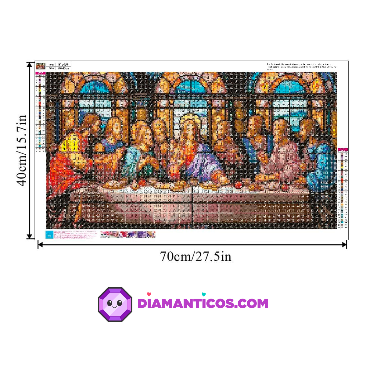 Santa Cena vitral 80x40cm